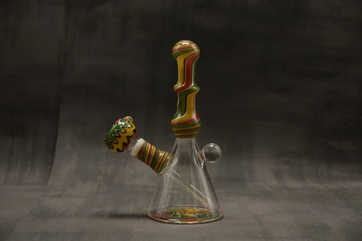 [P0001637] Black Leaf - Mini Bong mit Schlitzdiffusor Rasta